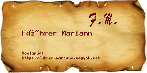 Führer Mariann névjegykártya